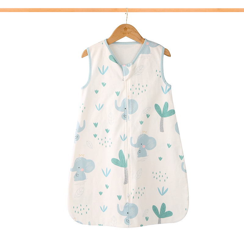 Sac de dormit pentru bebeluși, fără mâneci, stil cocoon, dintr-o singură strat subțire din bumbac pur (95%+), umplutură: bumbac pur, lavabil