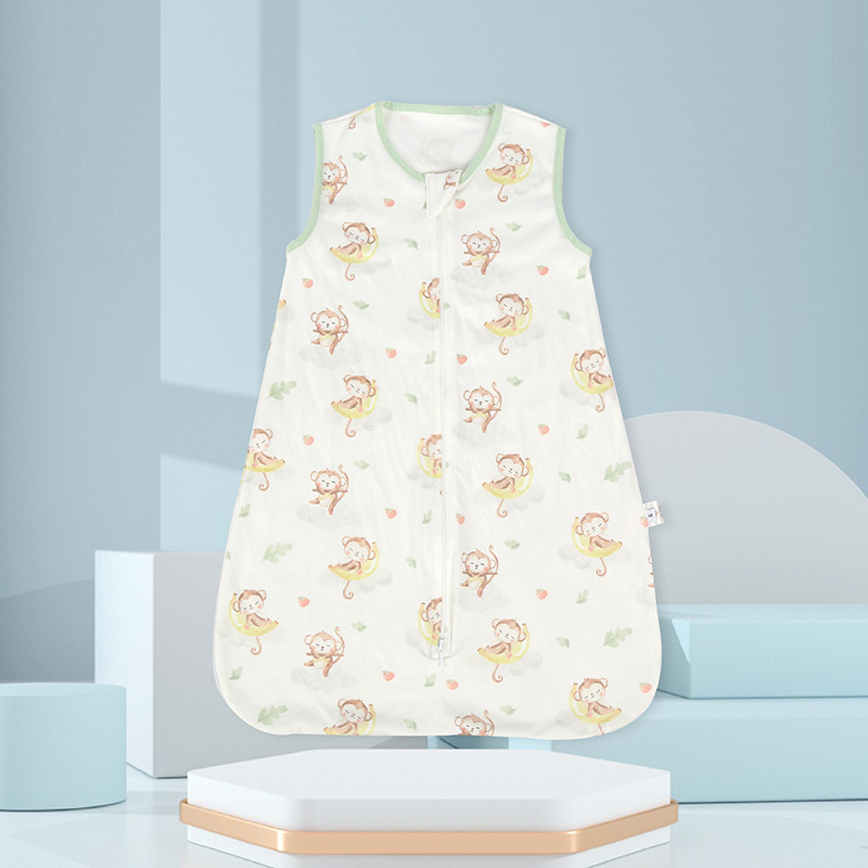 Sac de dormit pentru bebeluși, fără mâneci, stil cocoon, dintr-o singură strat subțire din bumbac pur (95%+), umplutură: bumbac pur, lavabil