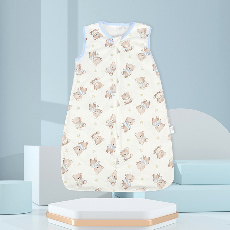 Sac de dormit pentru bebeluși, fără mâneci, stil cocoon, dintr-o singură strat subțire din bumbac pur (95%+), umplutură: bumbac pur, lavabil