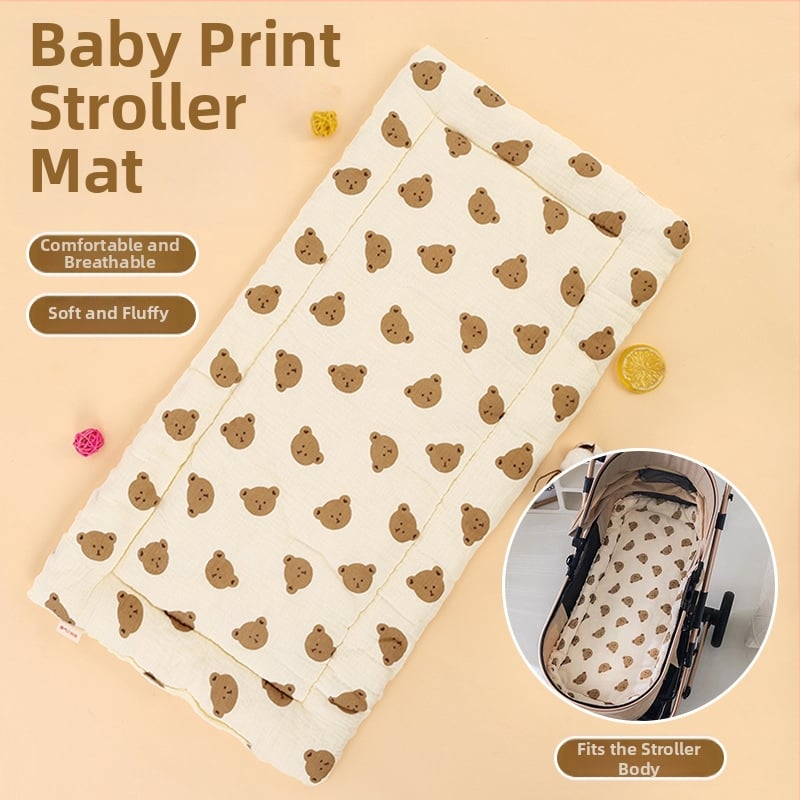 Zīdaiņu ratiem spilvens ar karikatūru druku, kokvilna, elpojošs, visu sezonu izmantošanai, 0–1 gads