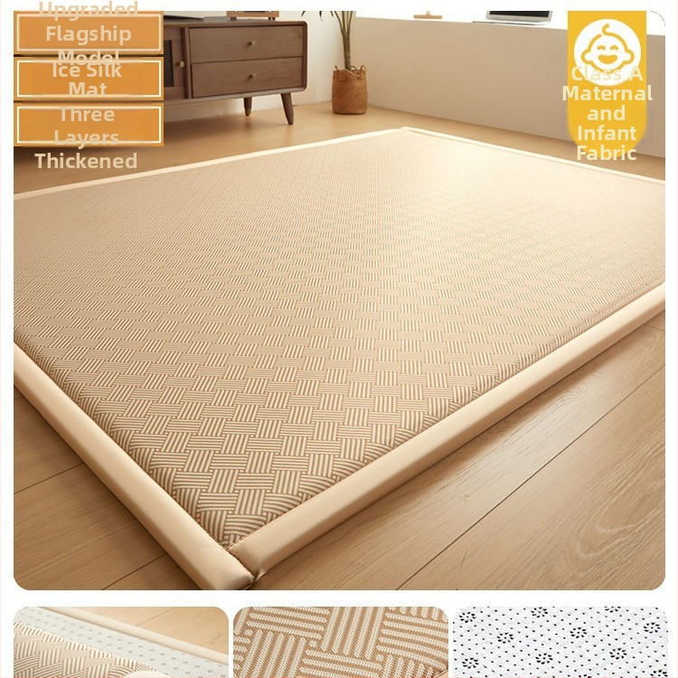 Tatami podložka na posteľ, z ice silk a ratan, Jacquard tkanina, moderný minimalistický štýl