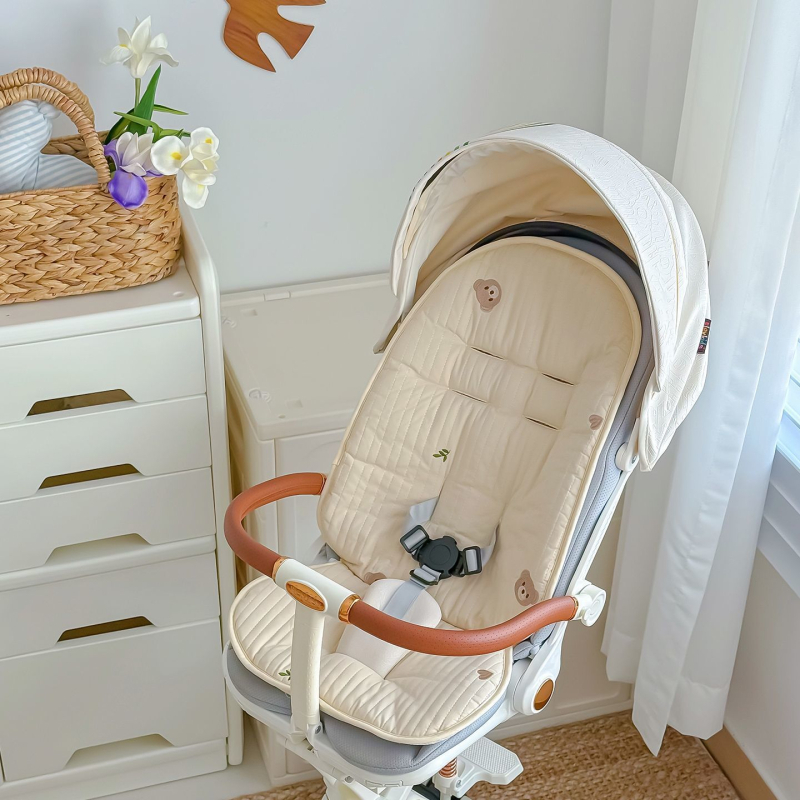 Bērnu ratiņu sēdekļa paklājiņš no 100% kokvilnas – universāla sēžamā spilvena visām sezonām