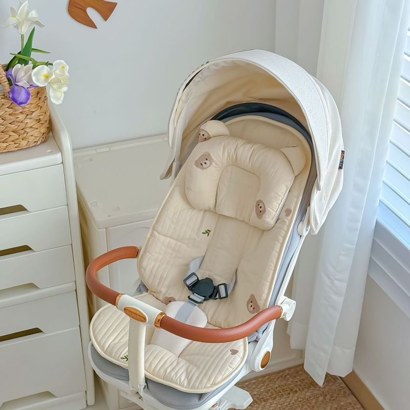 Bērnu ratiņu sēdekļa paklājiņš no 100% kokvilnas – universāla sēžamā spilvena visām sezonām