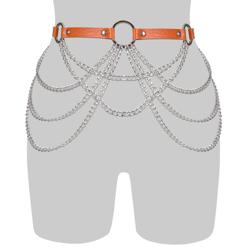 Iekšējā josta no mākslīgās ādas, universāls stils, daudzslāņu ar frančām un krustveida griezumiem, ar vienu sprādzi.