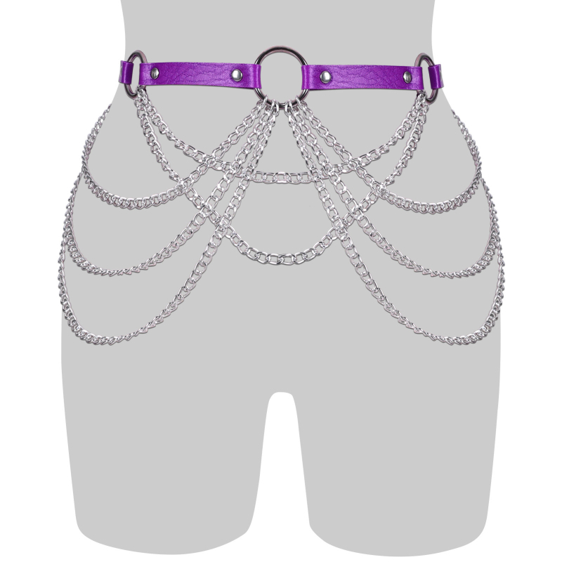 Iekšējā josta no mākslīgās ādas, universāls stils, daudzslāņu ar frančām un krustveida griezumiem, ar vienu sprādzi.