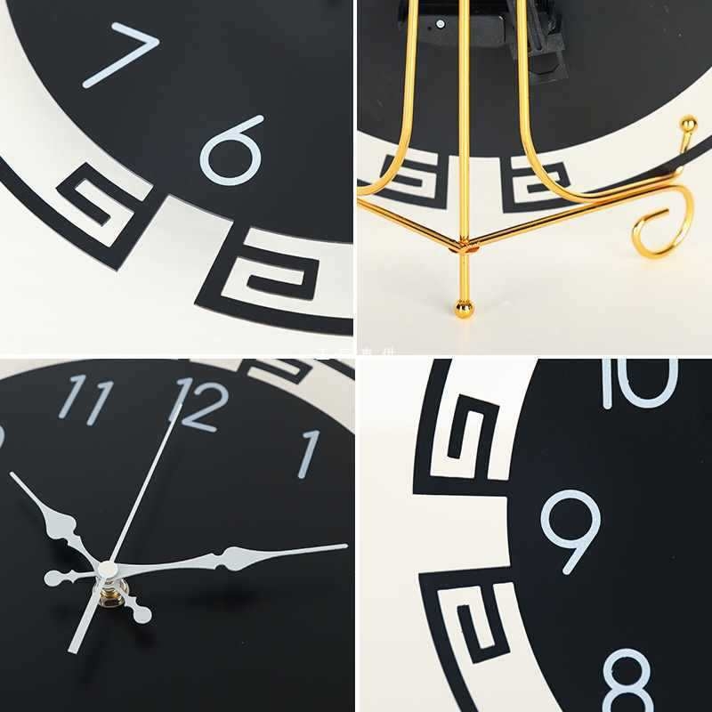 Jauns ķīniešu stila galda pulkstenis — metāla korpuss un metāla priekšējā plāksne, dekoratīvs pulkstenis dzīvojamā istabā