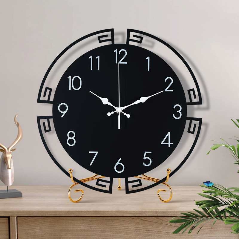 Jauns ķīniešu stila galda pulkstenis — metāla korpuss un metāla priekšējā plāksne, dekoratīvs pulkstenis dzīvojamā istabā