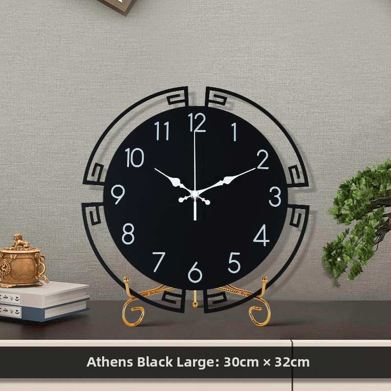 Jauns ķīniešu stila galda pulkstenis — metāla korpuss un metāla priekšējā plāksne, dekoratīvs pulkstenis dzīvojamā istabā