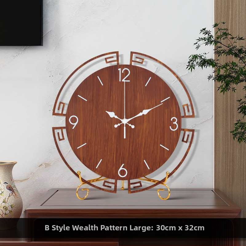 Jauns ķīniešu stila galda pulkstenis — metāla korpuss un metāla priekšējā plāksne, dekoratīvs pulkstenis dzīvojamā istabā