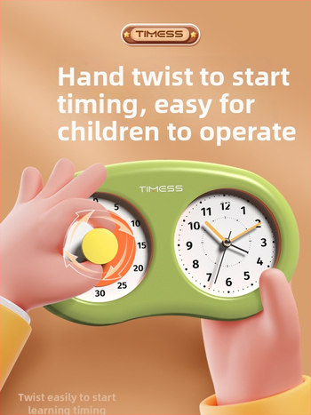 Tylus vizualus laikmatis vaikams su mechaniniu judėjimu, baterijomis maitinamas, ABS korpusas, rodyklės ekranas, karikatūrų dizainas