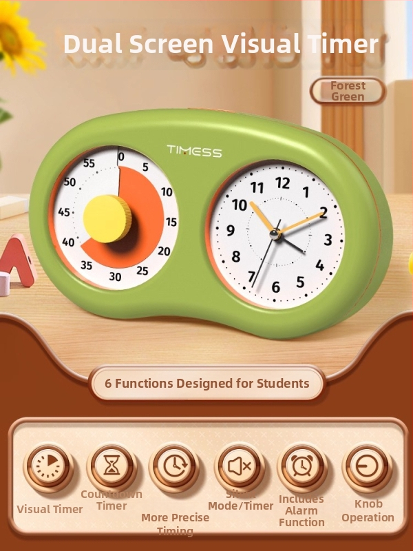 Tylus vizualus laikmatis vaikams su mechaniniu judėjimu, baterijomis maitinamas, ABS korpusas, rodyklės ekranas, karikatūrų dizainas