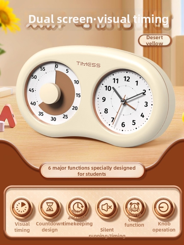 Tylus vizualus laikmatis vaikams su mechaniniu judėjimu, baterijomis maitinamas, ABS korpusas, rodyklės ekranas, karikatūrų dizainas