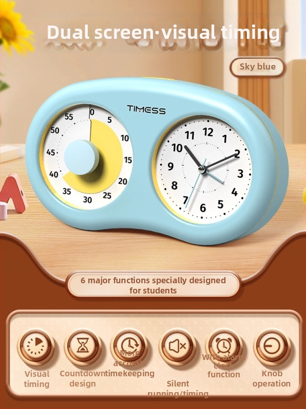 Tylus vizualus laikmatis vaikams su mechaniniu judėjimu, baterijomis maitinamas, ABS korpusas, rodyklės ekranas, karikatūrų dizainas