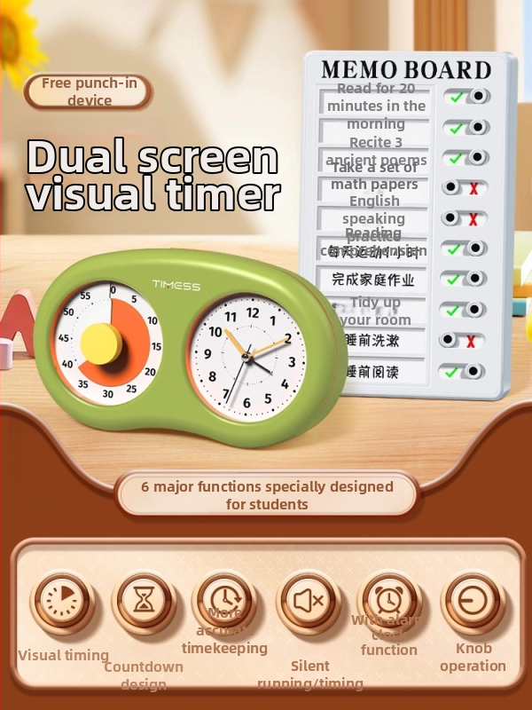 Tylus vizualus laikmatis vaikams su mechaniniu judėjimu, baterijomis maitinamas, ABS korpusas, rodyklės ekranas, karikatūrų dizainas