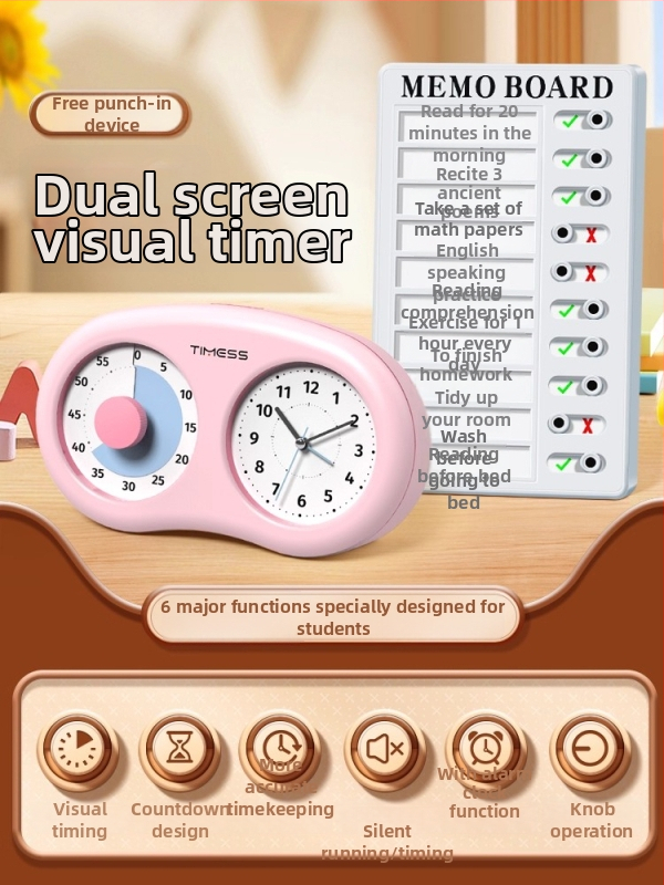 Tylus vizualus laikmatis vaikams su mechaniniu judėjimu, baterijomis maitinamas, ABS korpusas, rodyklės ekranas, karikatūrų dizainas