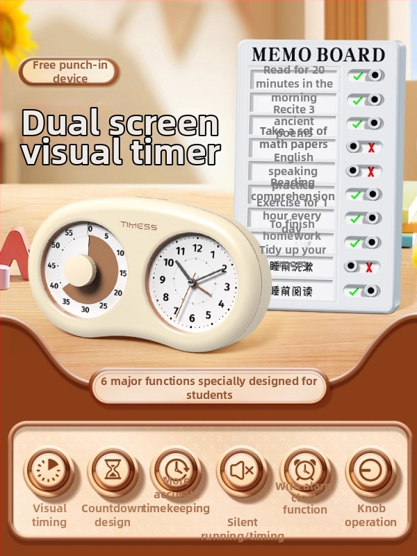 Tylus vizualus laikmatis vaikams su mechaniniu judėjimu, baterijomis maitinamas, ABS korpusas, rodyklės ekranas, karikatūrų dizainas