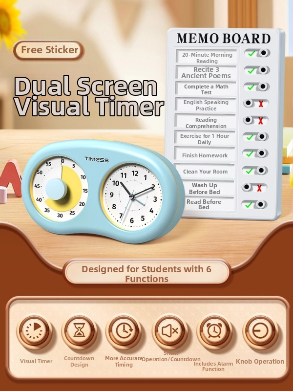 Tylus vizualus laikmatis vaikams su mechaniniu judėjimu, baterijomis maitinamas, ABS korpusas, rodyklės ekranas, karikatūrų dizainas