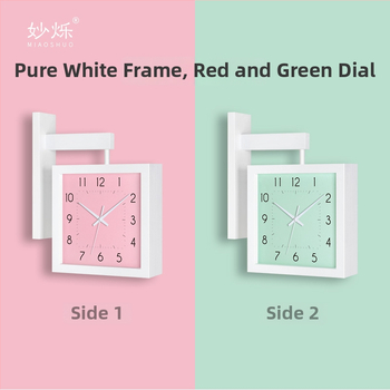 Fali óra, kétoldalas, tömörfa, minimalist dizájn, elemes működés, sima másodperc-mutató