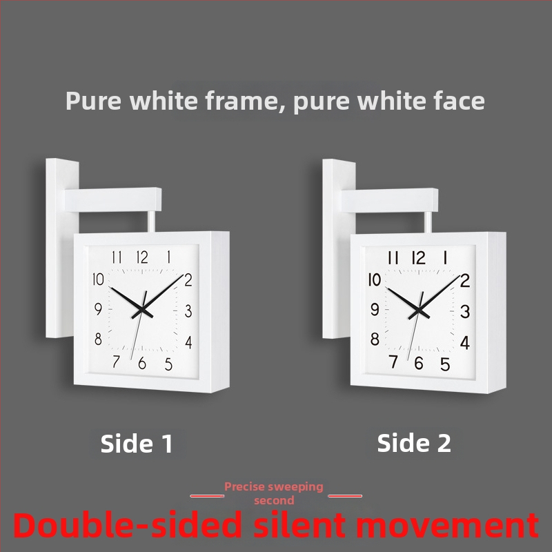 Fali óra, kétoldalas, tömörfa, minimalist dizájn, elemes működés, sima másodperc-mutató