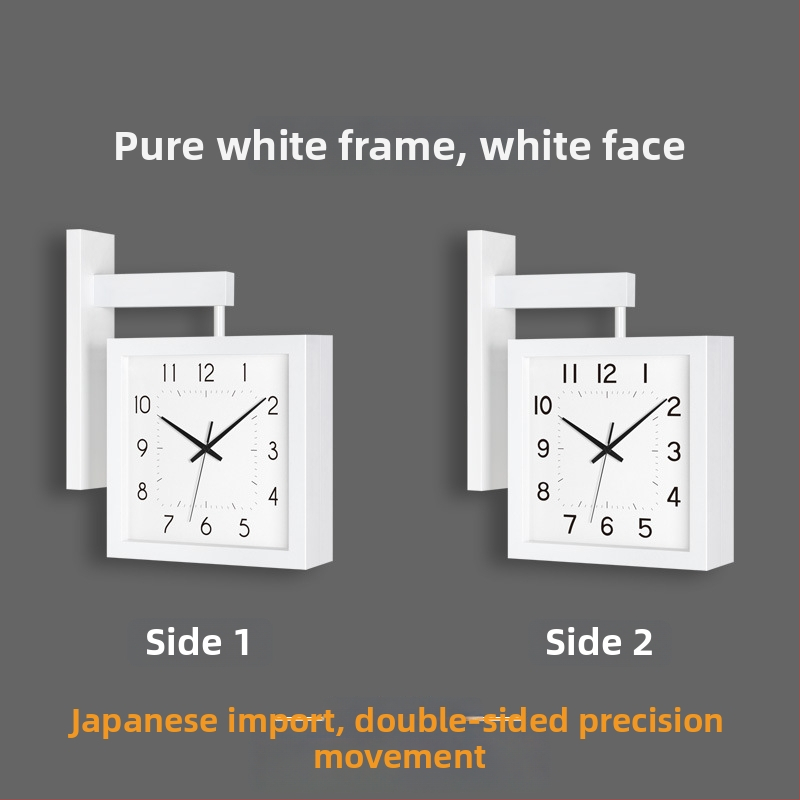 Fali óra, kétoldalas, tömörfa, minimalist dizájn, elemes működés, sima másodperc-mutató