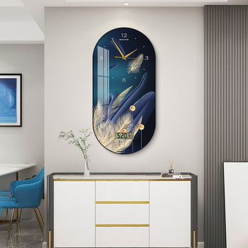 Fali óra nappaliba – modern, minimalista ovális kialakítás, kijelző: mutatók és számok, működtetés: elem, számlap laminált papírból, Plexiglass védő