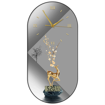 Fali óra nappaliba – modern, minimalista ovális kialakítás, kijelző: mutatók és számok, működtetés: elem, számlap laminált papírból, Plexiglass védő