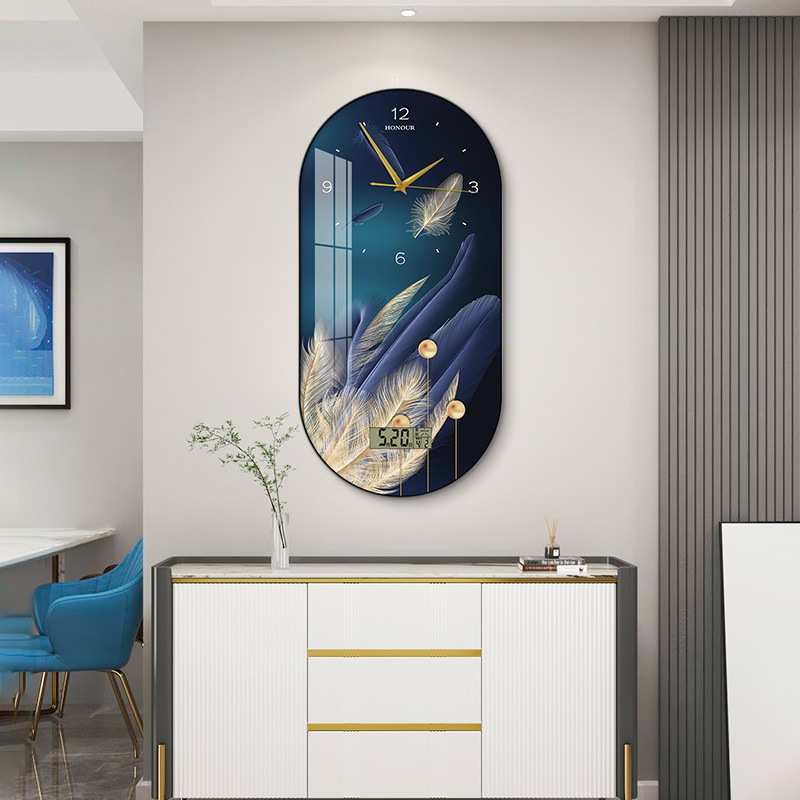 Fali óra nappaliba – modern, minimalista ovális kialakítás, kijelző: mutatók és számok, működtetés: elem, számlap laminált papírból, Plexiglass védő