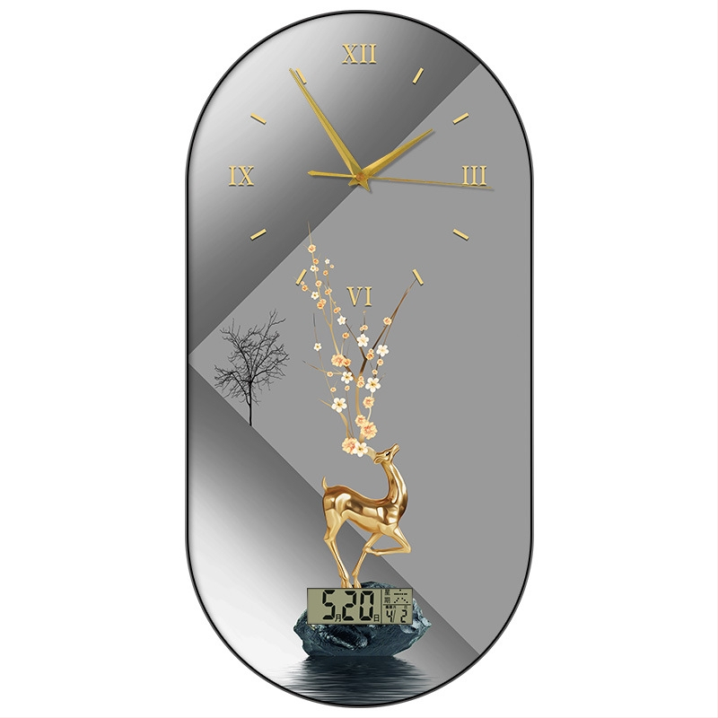 Fali óra nappaliba – modern, minimalista ovális kialakítás, kijelző: mutatók és számok, működtetés: elem, számlap laminált papírból, Plexiglass védő