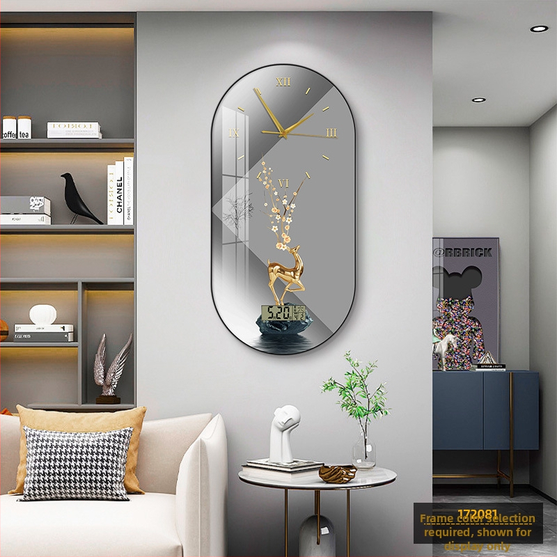 Fali óra nappaliba – modern, minimalista ovális kialakítás, kijelző: mutatók és számok, működtetés: elem, számlap laminált papírból, Plexiglass védő