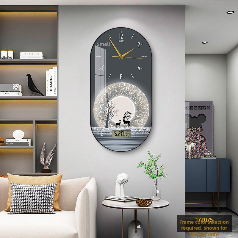 Fali óra nappaliba – modern, minimalista ovális kialakítás, kijelző: mutatók és számok, működtetés: elem, számlap laminált papírból, Plexiglass védő