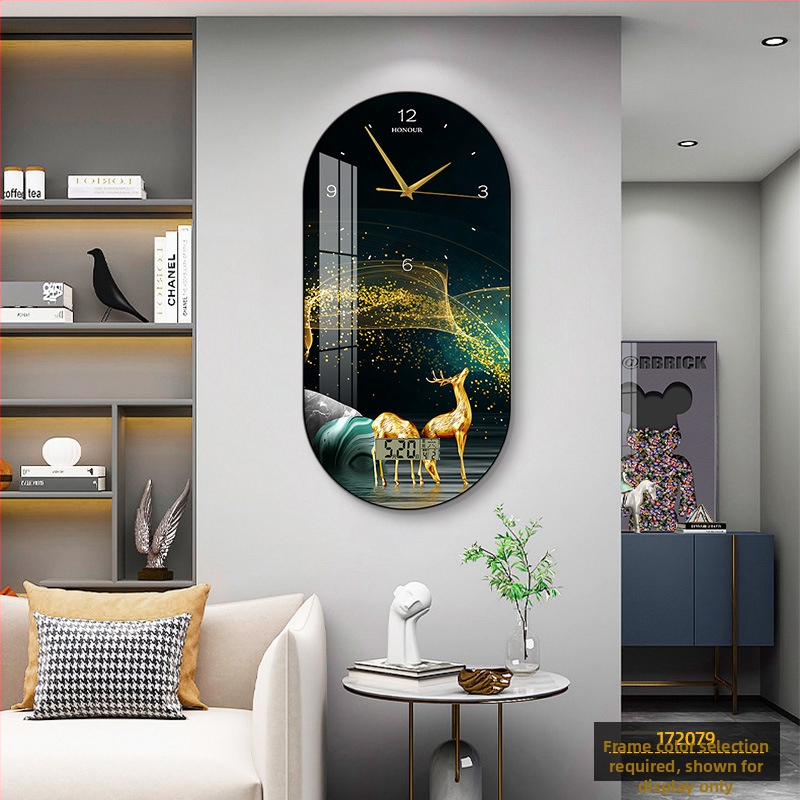 Fali óra nappaliba – modern, minimalista ovális kialakítás, kijelző: mutatók és számok, működtetés: elem, számlap laminált papírból, Plexiglass védő