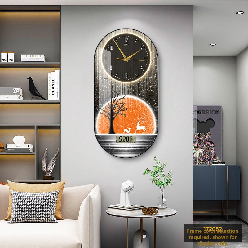 Fali óra nappaliba – modern, minimalista ovális kialakítás, kijelző: mutatók és számok, működtetés: elem, számlap laminált papírból, Plexiglass védő