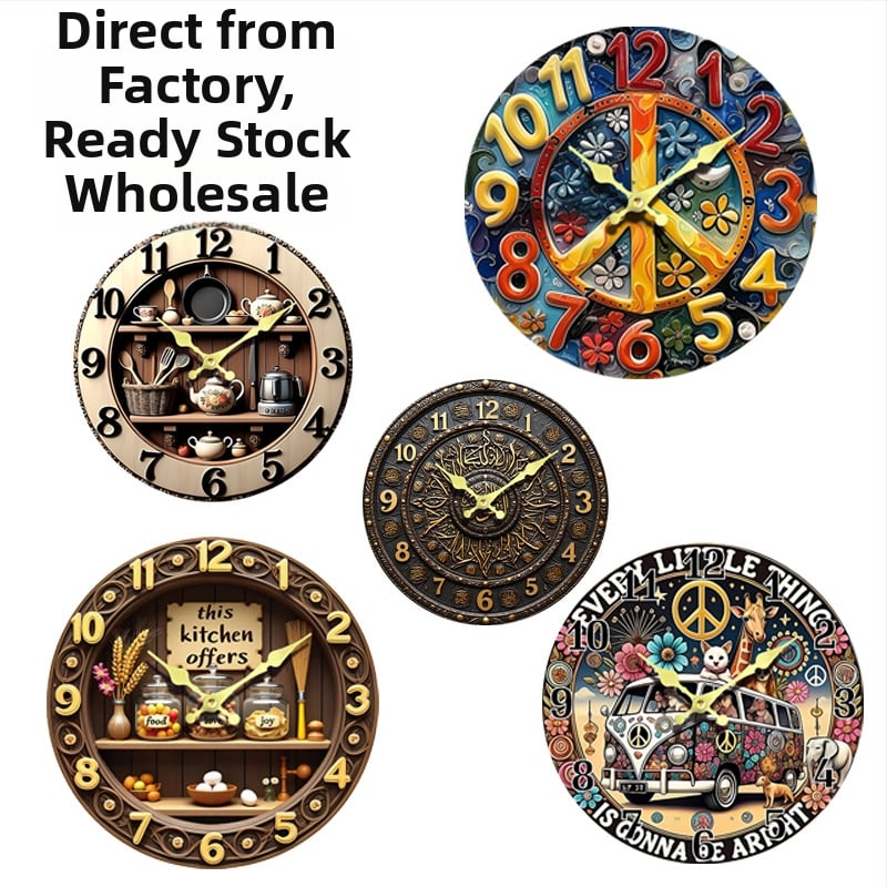 Fali óra Seiko 6168S kvarc mozgatással, fa számlap, nordic stílus, elemről működik