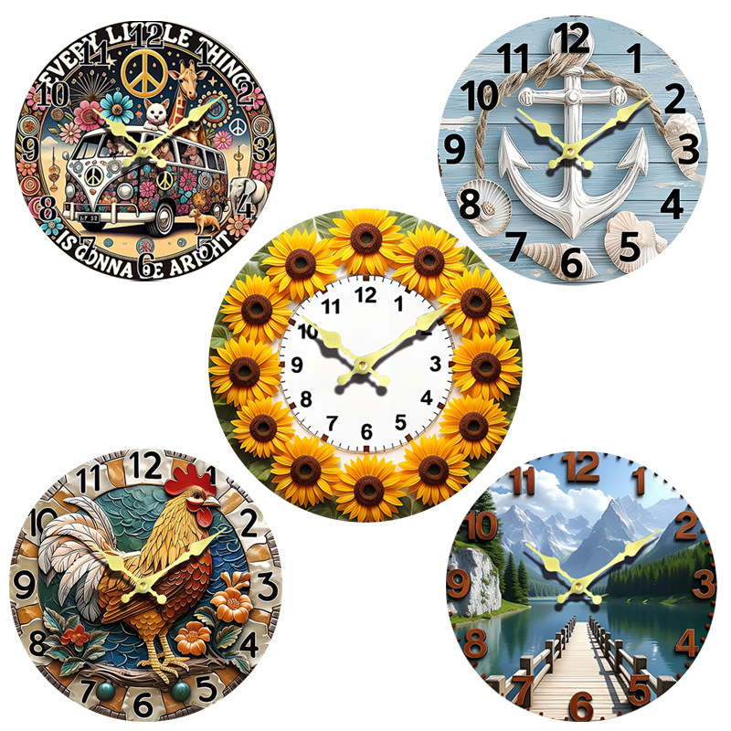 Fali óra Seiko 6168S kvarc mozgatással, fa számlap, nordic stílus, elemről működik