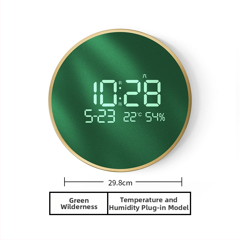 Elektronikus falióra LED kijelzővel, hőmérővel, 24 órás és naptári funkciókkal, fa kerettel, külső tápegységgel