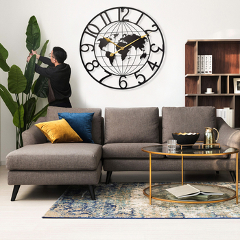 Fali óra YX8838, fém számlap és ház, másodpercek mozgása, 24 órás kijelzés