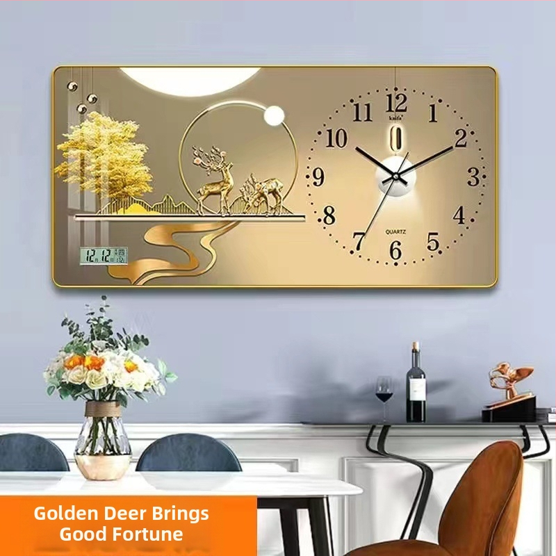 Fali óra naptár és LED számkijelzővel, Kaifa működés akkumulátorral, téglalap alakú, egyszerű modern stílus