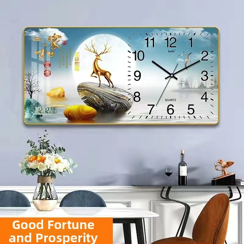 Fali óra naptár és LED számkijelzővel, Kaifa működés akkumulátorral, téglalap alakú, egyszerű modern stílus