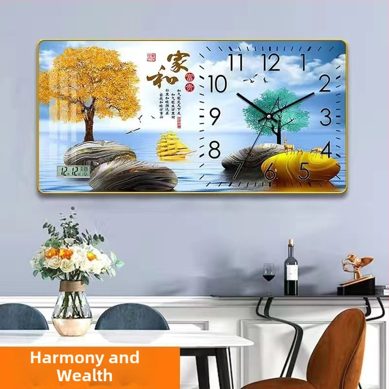 Fali óra naptár és LED számkijelzővel, Kaifa működés akkumulátorral, téglalap alakú, egyszerű modern stílus