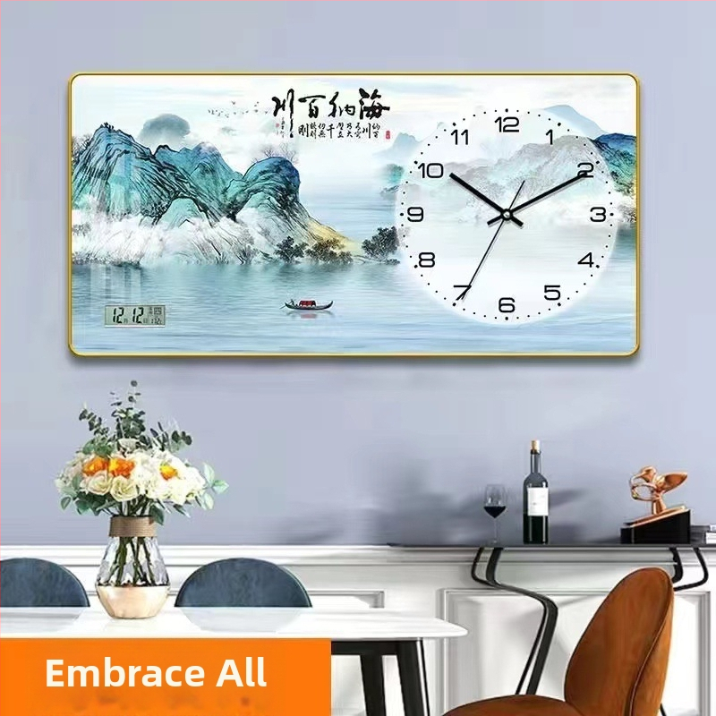 Fali óra naptár és LED számkijelzővel, Kaifa működés akkumulátorral, téglalap alakú, egyszerű modern stílus