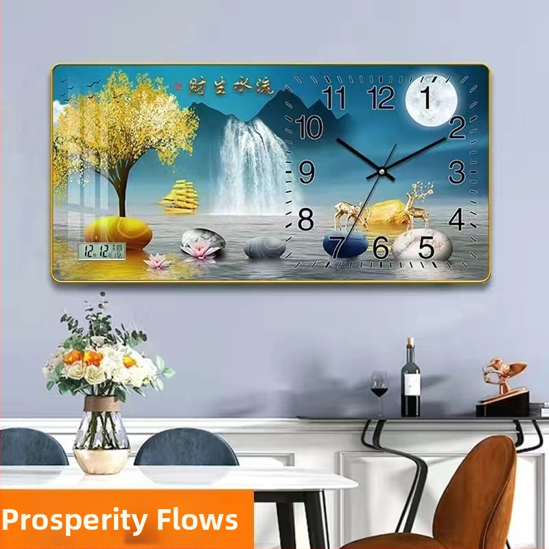 Fali óra naptár és LED számkijelzővel, Kaifa működés akkumulátorral, téglalap alakú, egyszerű modern stílus