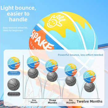 Bērnu gumijas basketbols №4-5 – izturīga treniņu bumba, logotipa drukāšana un pielāgošana pieejama, piemērots bērniem