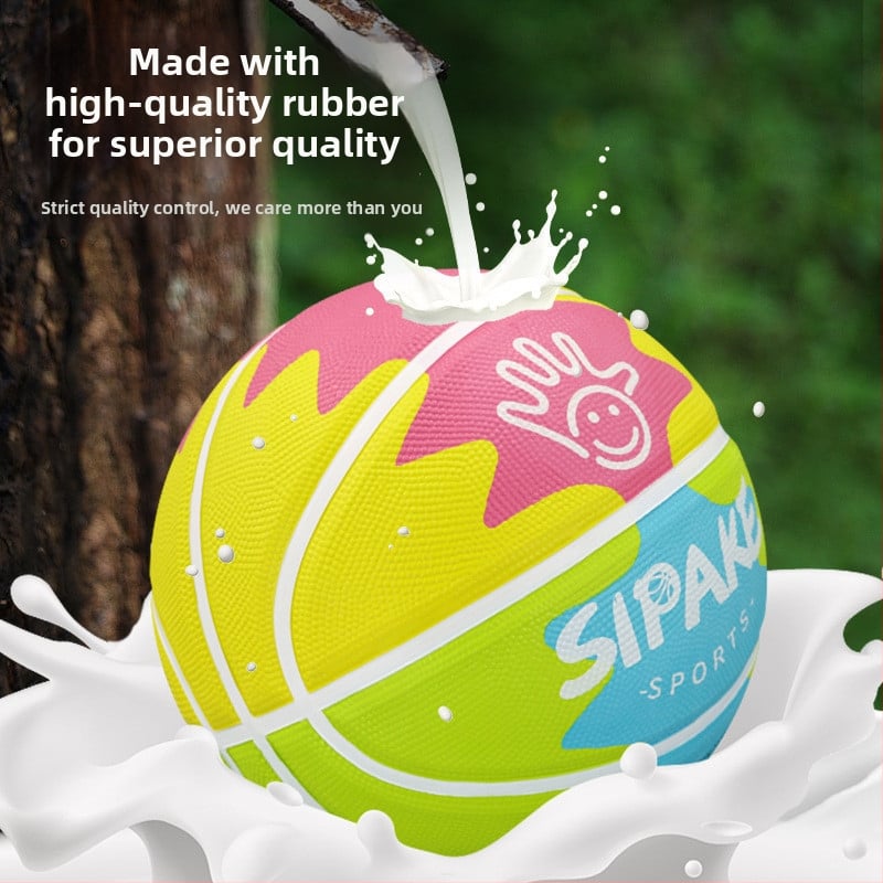 Bērnu gumijas basketbols №4-5 – izturīga treniņu bumba, logotipa drukāšana un pielāgošana pieejama, piemērots bērniem