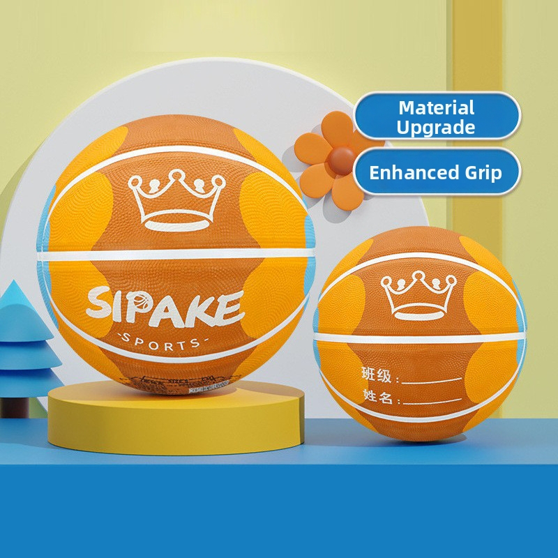 Bērnu gumijas basketbols №4-5 – izturīga treniņu bumba, logotipa drukāšana un pielāgošana pieejama, piemērots bērniem