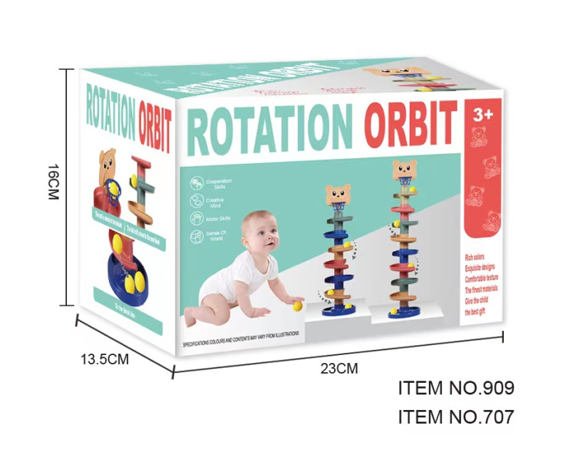 Švietimo trasos kamuoliukų bokštas žaislas vaikams 3–6 metų, plastikinė konstrukcija; lavina motoriką, rankų-akių koordinaciją, regą.