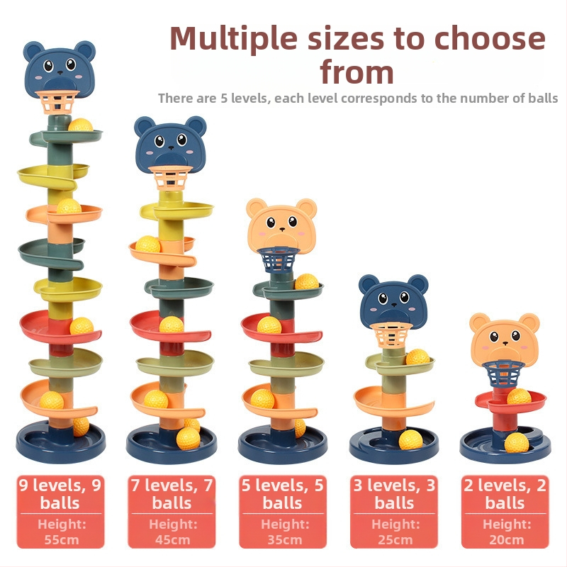 Výchovná hračka s dráhovou vežou loptičiek pre deti 3–6 rokov, plastová konštrukcia; rozvíja motoriku, koordináciu rúk a očí, zrak.