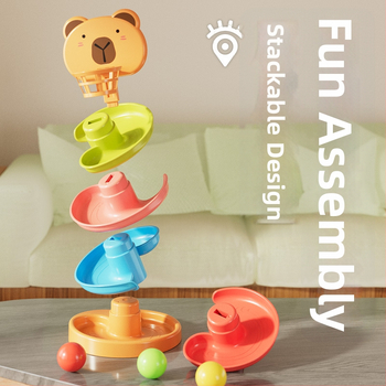 Interaktyvus trasos bokštelis su ridenančiomis rutulėmis – plastikinė žaisla vaikams 3-6 metų, skatina intelektinį vystymąsi, rankų-akių koordinaciją ir tėvų-vaikų bendravimą