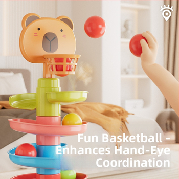 Interaktyvus trasos bokštelis su ridenančiomis rutulėmis – plastikinė žaisla vaikams 3-6 metų, skatina intelektinį vystymąsi, rankų-akių koordinaciją ir tėvų-vaikų bendravimą