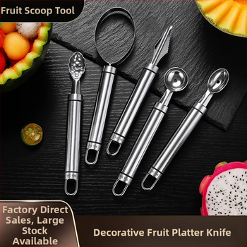 304 nerūdijančio plieno – vaisių kamuoliukų šaukštas ir arbūzo minkštimo išėmimo įrankis, dekoratyvinis serviravimo įrankis