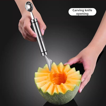 304 nerūdijančio plieno – vaisių kamuoliukų šaukštas ir arbūzo minkštimo išėmimo įrankis, dekoratyvinis serviravimo įrankis